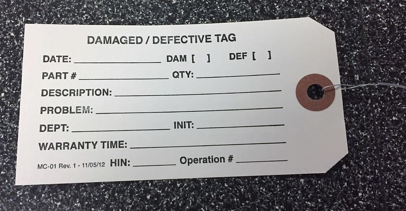 A damaged/defective service ticket