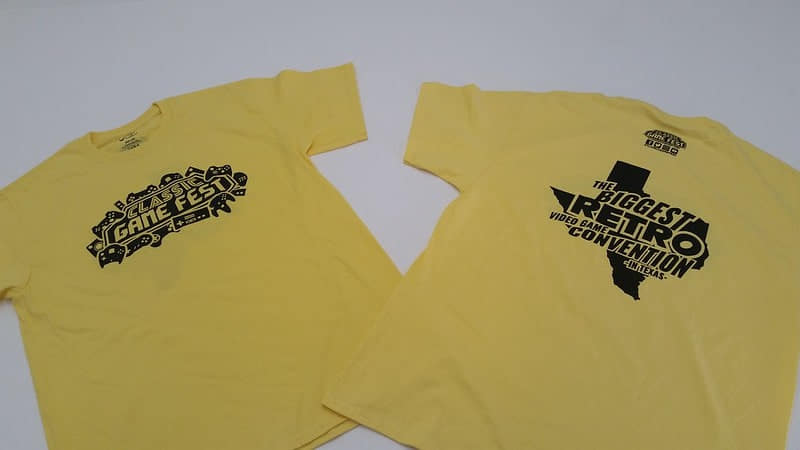 Retro gaming convention participant t-shirts