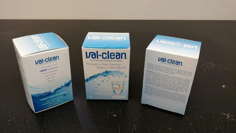 A custom box packaging for denture cleaner