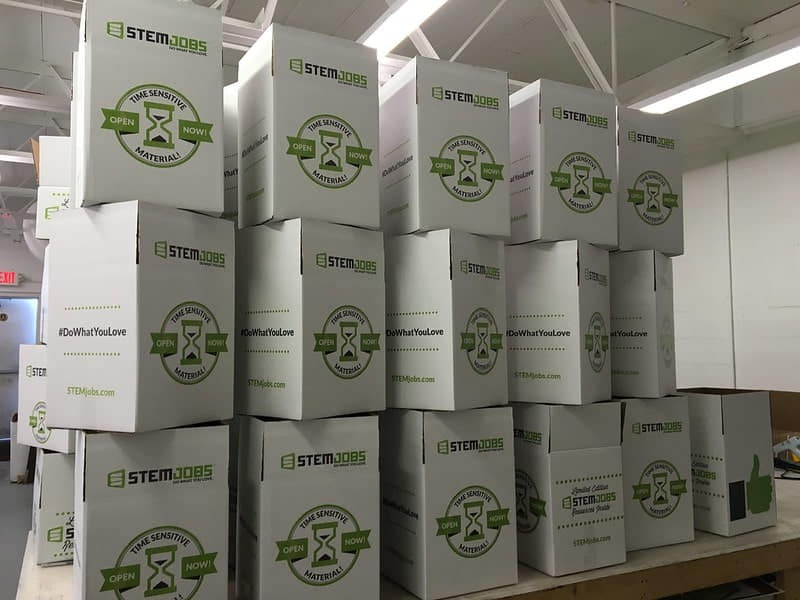 A stack of personalized packaging boxes